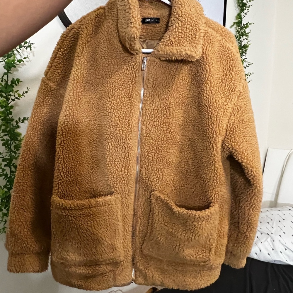 Brown Teddy Zip-up Jacket